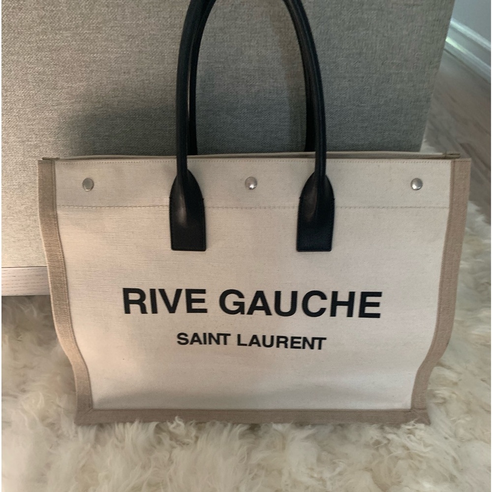 Rive Gauche large Tote Bag in printed canvas and leather